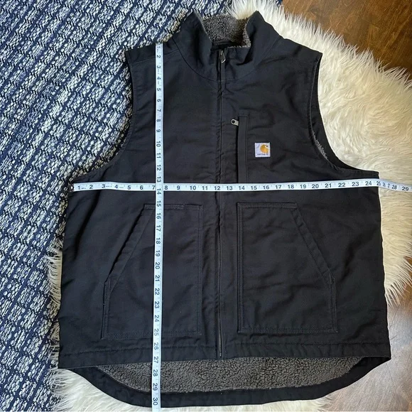 Carhartt Mock-neck Sherpa-line Vest Loose Fit washed duck black - Picture 7 of 8